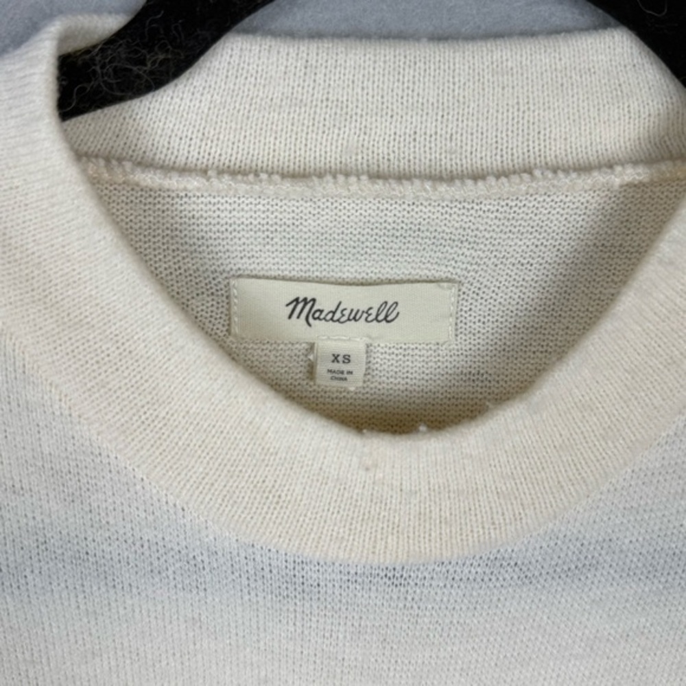 Madewell Cream Women's Crew Neck Puff Sleeve Sweater XS Alpaca and Merino Wool - Picture 6 of 7